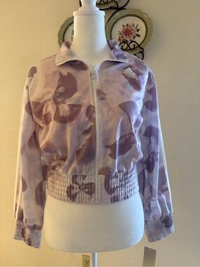adidas Lavender Floral Bomber Track Jacket
